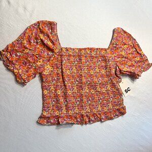 NWT SO ORANGE FLORAL CROP TOP -XL